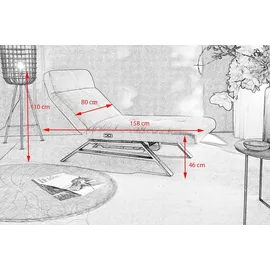 KAWOLA Relaxliege AMERIVA Polyester 80 x 110 x 158 cm Grau mit Kissen und Kopfteil