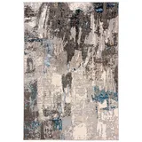 Mazovia Designteppich Modern Teppich für Wohnzimmer - Abstrakt Muster, Beige Blau Grau, 160 x 230 cm, Abstrakt, Modern, Höhe 8 mm, Kurzflor beige|blau|grau 160 x 230 cm
