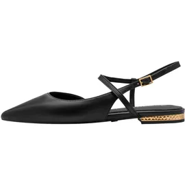 TAMARIS Damen Sling Pump mit Blockabsatz Leder, schwarz, 38