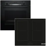 Bosch Backofen HBA534EB0 mit Bosch Induktionskochfeld PVQ61RBB5E - autark, 60 cm - Schwarz