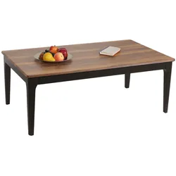 Couchtisch MCW-M55, Beistelltisch Sofatisch, Massiv-Holz HDF Laminat Melamin 46x120x70cm Sheesham Holz-Optik helle Beine