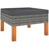 Fußbank Poly Rattan und Eukalyptus Massivholz