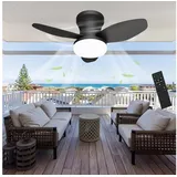 oyajia Deckenventilator 50W 3 Flügeln Deckenventilator mit Beleuchtung, LED Deckenleuchte 66cm, Dimmbare Deckenleuchte mit Fernbedienung für Schlafzimmer, Wohnzimmer schwarz