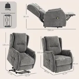 Homcom Relaxsessel Chenille 76 x 103 x 89 cm Silber elektrisch