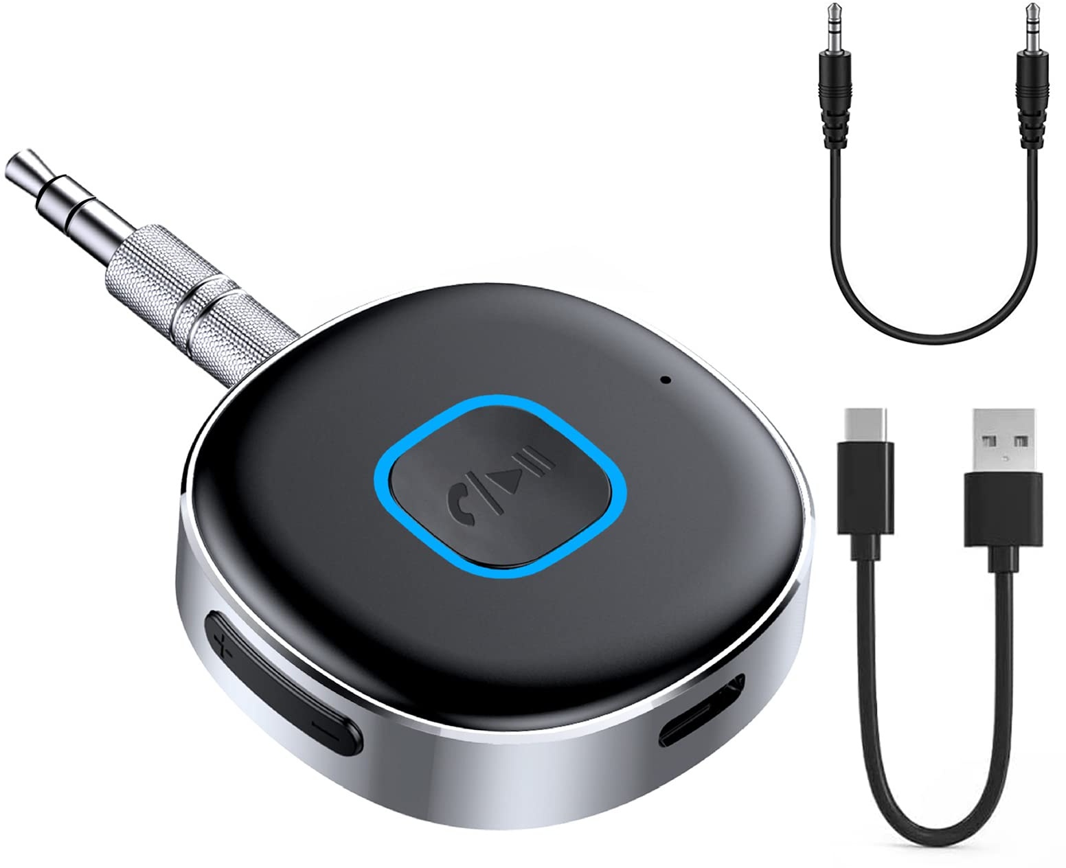 iJiZuo Aux Bluetooth Adapter, Bluetooth Adapter Auto, Kabelloser Bluetooth 5.0 Adapter mit Mikrofon 3.5 mm Klinke für Auto Audio System, Kopfhörer, Speaker, Heimstereosysteme