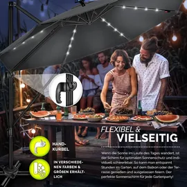 tillvex Premium Alu Sonnenschirm 330 x 330 cm Anthrazit