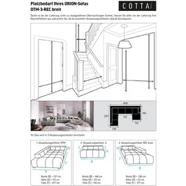 Cotta Wohnlandschaft COTTA "Orion U-Form, B: 409 cm", ivory, B:409cm H:73cm T:225cm, 100% Polyester, Sofas, Wohnlandschaft, mit Kopfteilverstellung & 6 Nierenkissen