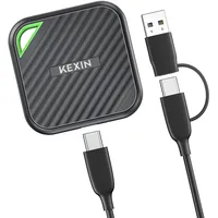 KEXIN Extreme Portable SSD 2 TB, Tragbare SSD 2TB, USB 3.2 Gen.2, 2.000 MB/s Lesen, 1.800 MB/s Schreiben, USB C Robuste Festplatte für Mac, PC und Smartphone, Schwarz