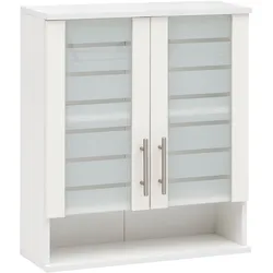 Hängeschrank SCHILDMEYER "Nikosia", weiß, B:60cm H:70,5cm T:20,5cm, Schränke, Breite 60 cm, mit Glastüren, hochwertige MDF-Fronten, Metallgriffe