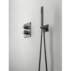 Herzbach Design iX Fertigmontageset 21.503055.2.40 Unterputz-Thermostat, 3 Verbraucher, black steel