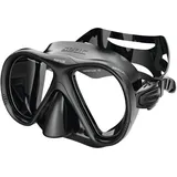 SEAC Iena, Schnorchelmaske aus Silikon, doppelte Linse aus 3 mm gehärtetem Glas, Schnelle Einstellung, Schwarz/Silber, Rigid Clear Box aus transparentem