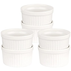 BigDean Dessertschale Ragout Fin-Schalen Weiß Feuerfest Keramik Crème Brûlée, Dessert, etc., Keramik, (6-tlg) weiß 11.7 cm x 5.5 cm