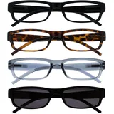 OPULIZE Die Lesebrille Unternehmen Schwarz Braun Grau Leser Mit Schwarz UV400 Sonne Leser Wert 4er-Pack Herren Damen RRRS32-1271 +1,00