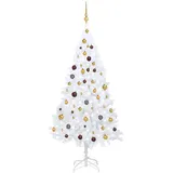 vidaXL Künstlicher Weihnachtsbaum mit LEDs Kugeln Weiß 180 cm PVC Modell 1