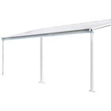 Aileenstore Terrassenüberdachung Aluminium 557 cm als Bausatz Sichtschienen und Hohlkammerplatten Weiß