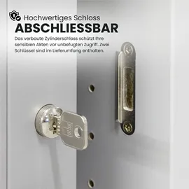 bümö Rollladenschrank Office 80 x 40 x 120 Weiß/silber