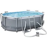 Bestway Power Steel Frame Pool-Set mit Filterpumpe 305 x 200 x 84 cm, Grau, Oval