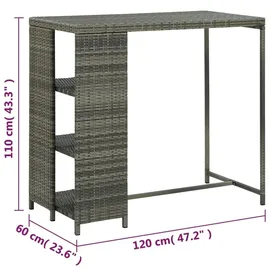 vidaXL Bartisch mit Regal 120 x 60 x 110 cm Grau