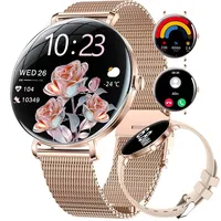 SUNKTA Smartwatch Damen(2 Armbändern), 1.43" AMOLED Ultradünn Smart Watch, 100+ Sportmodi Fitnessuhr, Schrittzähler/Schlaf/IP68 Wasserdicht Sportuhren, Smartwatches Android iOS Kompatibel