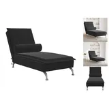 vidaXL Massage-Chaiselongue mit Nackenrolle Schwarz Samt