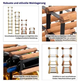 Proregal Weinregal Natur, Holz, Kiefer, Rechteckig, 92.5x12.5x24.5 cm, Wohnzimmer, Regale, Weinregale