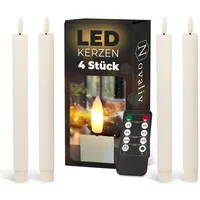 Novaliv Stabkerzen LED mit Timer 23 cm 4 Stück Weiss