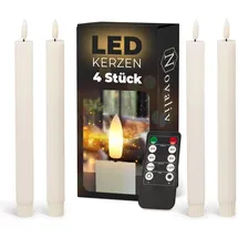 Novaliv Stabkerzen LED mit Timer 23 cm 4 Stück Weiss