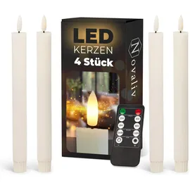 Novaliv Stabkerzen LED mit Timer 23 cm 4 Stück Weiss