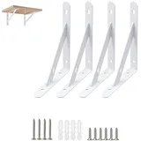 4 Stück Regalwinkel Weiss Metall 150mm Regalträger mit Schrauben Winkel Regal Regalhalterung 90 Grad Schwerlastkonsole Regalhalte für Wandmontage, Bücherregale, Garten, Küche, Bad(Tragkraft: 30KG)