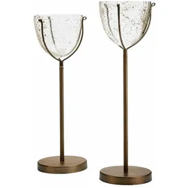 Loberon Kerzenständer-Set Piacello Glas/Eisen Antikbraun