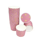 Frau Wundervoll Frau WUNDERVoll® 25 Muffin Backformen rosa gold (metallic) Sterne Durchmesser 6,1 cm/goldene Muffins Muffinbackform Muffinform Form Backförmchen Cupcake Formen Förmchen Papier Cupcakeformen