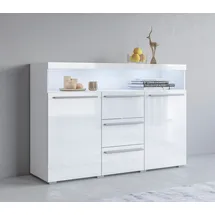 INOSIGN Sideboard »India,Breite 132cm stilvolle Anrichte mit 2Türen, 3 Schubladen«, Kommode viel Stauraum, Einlegeböden verstellbar,ohne Beleuchtung weiß