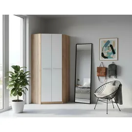 Priess Eckkleiderschrank PRIESS "Barcelona Kleiderschrank Ecklösung Raumwunder", weiß (eichefarben artisan, weiß), B:78cm H:193cm T:78cm, Holzwerkstoff, Schränke, Eckkleiderschrank, in 2 Tiefen Schrank Eckschrank Garderobe