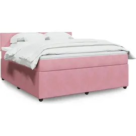 vidaXL Boxspringbett mit Matratze Rosa 180x200 cm Samt