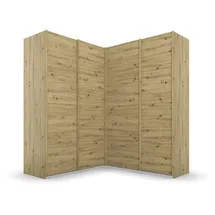 Rauch Quadra braun Eiche artisan), B:181cm H:210cm T:187cm, Holzwerkstoff, Schränke, Schwebetürenschrank, Eckschrank inkl. Türendämpfer