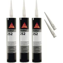 vasalat Sikaflex-252 300ml, Weiss, 3 Set mit 5 Düsensptizen