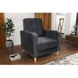 Beautysofa Sessel Bamako (Polstersessel, Cocktailsessel, Wohnzimmer), aus Veloursstoff, Loungesessel mit Holzbeine