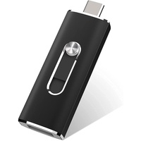 USB C Stick 256GB Metall, Vansuny Dual USB Stick 3.1 256GB, Ultraschnelle USB 3.1 Stick für iPhone 15/Smartphone/Tablet/PC/TV/Laptop (Schwarz, 256GB)