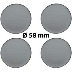 4 x Ø 58 mm Polymere Aufkleber / Metall-Optik / Nabenkappen, Felgendeckel