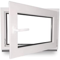 Kellerfenster - Kunststoff - Fenster - weiß - BxH: 100 x 95 cm - 1000 x 950 mm - DIN Rechts - 3 fach Verglasung - 60 mm Profil