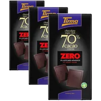 Tirma Zero Dunkle Schokolade 70% ohne Zuckerzusätze | 70% Kakao | Geeignet für Keto-Diät | Vegan | Glutenfrei | Vegetarisch| Spanische Schokolade| Geeignet für Diabetiker| 125g (Packung mit 3)