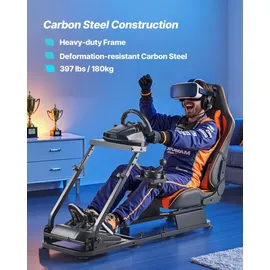 Vevor Lenkradständer, Simulator-Cockpit mit Doppelschienen-Doppelarm, passend für Logitech G25, G27, G29, G920, G923, Thrustmaster T300RS, TX F45... - Schwarz