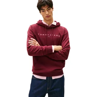 Tommy Hilfiger Tommy Jeans Herren Hoodie Linear Logo mit Kapuze, Rot (Red Wine Multi), XXL