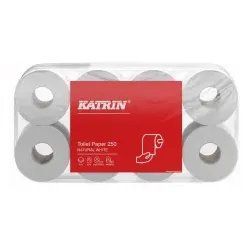 KATRIN Toilettenpapier 250 Blatt 169505 , 1 Paket = 8 x 8 Rollen à 250 Blatt