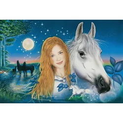 Fototapete PAPERMOON "PFERDE DESIGN-PFERD MALEREI KUNST GEMÄLDE WANDBILD XXL", bunt, B:3,50m L:2,60m, Vlies, Tapeten