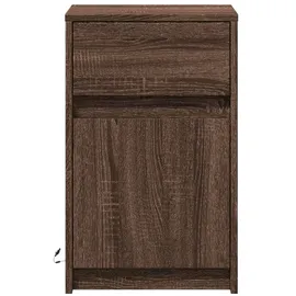 vidaXL Nachttisch mit LED-Leuchten Braun Eichen-Optik Holzwerkstoff
