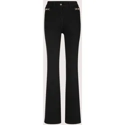 Regular-fit-Jeans MADELEINE "Bootcut-Jeans Bootcut-Jeans mit Kettendetails", Damen, Gr. 38, N-Gr, schwarz (schwarz denim), Obermaterial: 98% Baumwolle CO. 2% Elasthan EL., Jeans
