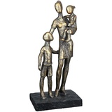 Casablanca modernes Design GILDE Deko Figur und Skulptur Mutter mit Kindern - Antik bronzefarben/Base schwarz - Höhe 26,5 cm