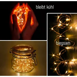Clauss LED-Mini-Lichterkette mit USB-Anschluss und Fernbedienung, versch. Funktionen, 100 LEDs in warmweiß,10 m, Kupfer-Draht, Innen-Bereich, 5 Volt, Clauss10002