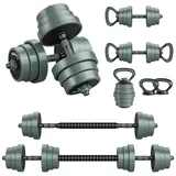 COSTWAY Hantel-Set, inkl. Kunzhantel, Langhantel, Kettlebells, 20kg grau|schwarz
